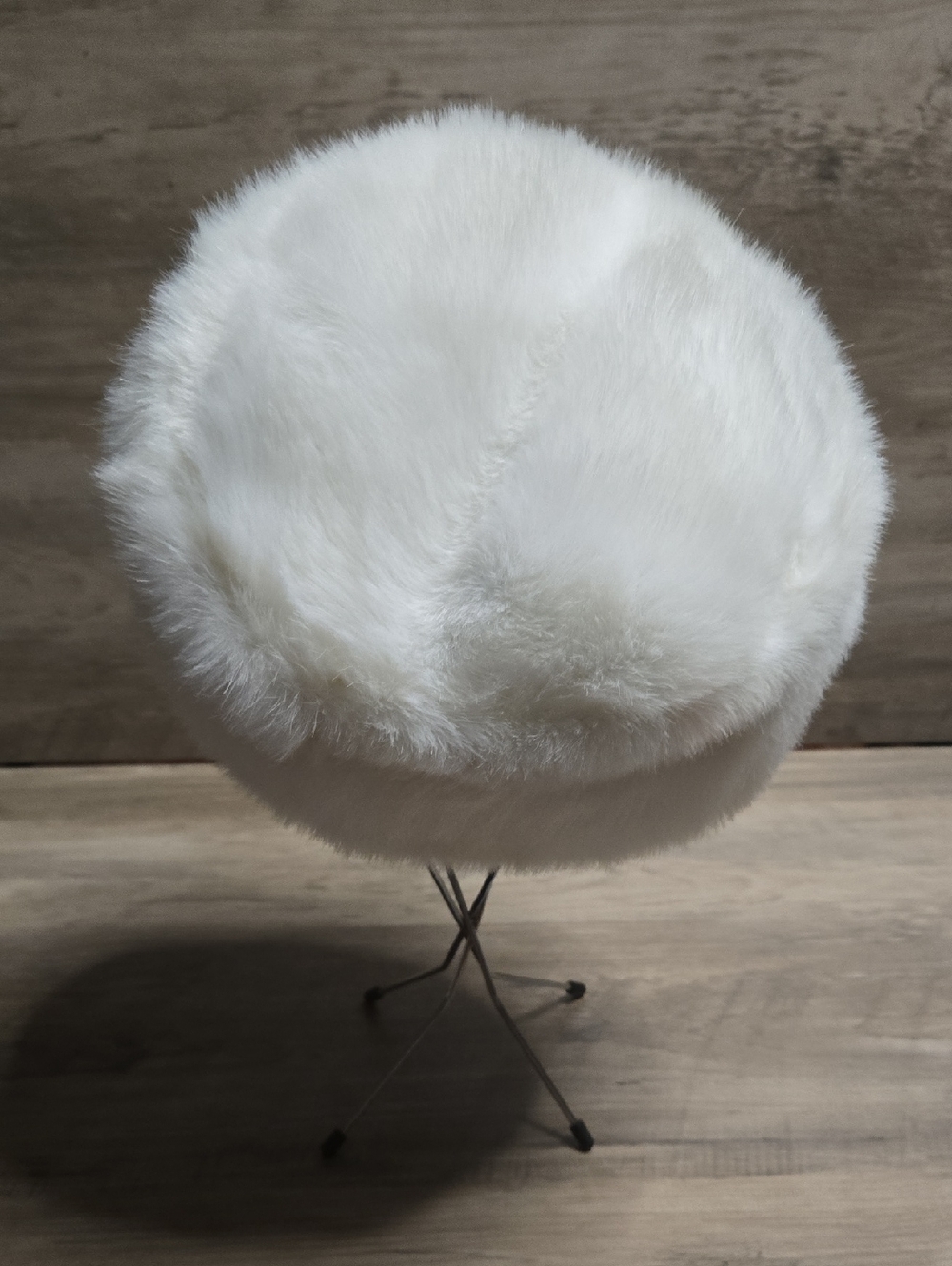 Vintage White Faux Fur Round Hat